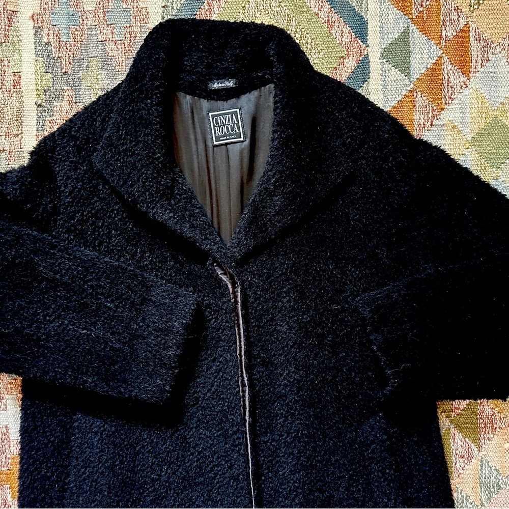 Cinzia Rocca Black Alpaca Mohair  Coat